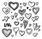 Hand drawn hearts set of design elements. Vector illustration. Valentine hearts