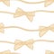 Hand drawn hemp rope with bow knot on white background. Linen bow pattern background. Great for wallpaper, gifts, card, textile.