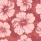 Hand drawn hibiscus flowers clear seamless pattern