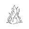 Hand drawn high flame. Doodle fire is scorching and dangerous. Vector stock illustration isolated