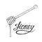 Hand drawn honey stick with drop. Vector sketch