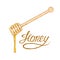 Hand drawn honey stick with drop. Vector sketch