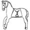 Hand drawn horse with saddle and harness