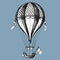 Hand drawn hot air balloon isolated