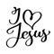 Hand drawn I love Jesus lettering with heart text on white background. Calligraphy lettering Vector illustration