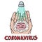 Hand drawn icon showing the importance of washing hands for killing coronavirus COVID-19. Regularly and thoroughly wash