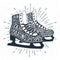 Hand drawn icon with textured ice skates vector illustration