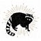 Hand drawn icon with textured raccoon vector illustration