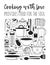 Hand drawn illustration cooking tools, dishes, food and quote. Creative ink art work. Actual vector drawing. Kitchen set and text