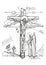 Hand drawn illustration of the crucifixion of Jesus