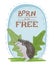 Hand drawn illustration of cute wild hedgehog with inscription Born to be free. Post card, poster, or banner design