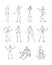 Hand drawn illustration of different human body positions