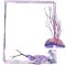 Hand drawn illustration of Halloween mystic magic frame with mushroom purple leaves black branches crystals mushrooms