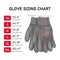 Hand drawn illustration of hand glove sizing guide and charts