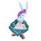 Hand drawn illustration of hare girl dressed up in cool clothes. Fashion animal design. hare hipster. fashion look