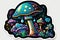 Hand drawn illustration of magic mushroom in the forest