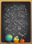 Hand drawn illustration of school tools on a chalkboard