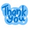 Hand drawn illustration sticker of blue winter snow thank you card. Thankful grateful icon symbol, gratitude design