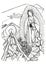 Hand drawn illustration of Virgin of Guadalupe and Juan Diego