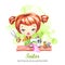 Hand drawn illustration. Watercolor card young girl with sewing machine and tools. Profession Tailor. Can be printed on