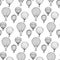 Hand-drawn illustrations. Black and white aerostats. Seamless pattern.