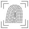 Hand drawn image fingerprint scanning. Vector illustration