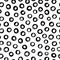 Hand drawn with ink seamless pattern with black circles. Abstract grunge seamless pattern.