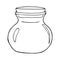Hand drawn jar. Contour sketch. Kitchen objects doodle style. Vector illustration isolated on white background. Alchemy and