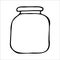 Hand drawn jar. Contour sketch. Kitchen objects doodle style. Vector illustration isolated on white background. Alchemy and