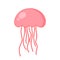 Hand Drawn Jellyfish with Outline Cartoon Animated Sea Animal PNG Illustration Isolated on Transparent Background