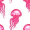Hand drawn jellyfish seamless pattern background illustration