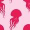 Hand drawn jellyfish seamless pattern background illustration