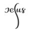 Hand drawn Jesus lettering text text cross form white background. Calligraphy lettering Vector illustration