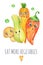 Hand drawn kawaii vegetables. Cute food illustration. Cartoon leek, champignon, carrot, pepper, peas with cute faces