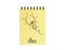 Hand-drawn lamp on yellow notepad with pencil. Vector on white b
