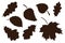 Hand Drawn Leaves Shadows Collection. Forest foliage Silhouette elements Set. Autumn decorative elements for prints