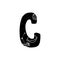 Hand drawn letter C. Black alphabet letter inside which there are stars, planets, galaxies, constellations. Vector stock