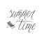 Hand drawn lettering design element Summer time and chaise lounge. Doodle sketch style.