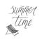 Hand drawn lettering element Summer time and chaise lounge. Doodle sketch style.