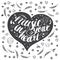 Hand-drawn lettering music in your heart with flowers