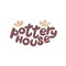 Hand drawn lettering for pottery house school.Decoration speech bubble.Expression for wall and t-shirt.doodle emblem logo isolated