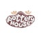 Hand drawn lettering for pottery house shop.Decoration speech bubble.Expression for wall and t-shirt.doodle emblem logo isolated.g