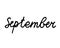 Hand drawn lettering of  September,  Childish simple doodle writing. Vector illustration islated on white background