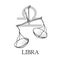 Hand drawn Libra. Zodiac symbol in vintage gravure or sketch style. Old-fashioned pharmacy scales. Retro astrology constellation m