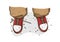 Hand drawn lifestyle street style vector illustration of close up feet wearing red sneakers with untied lace