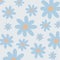 Hand-drawn light blue flowers of different sizes. Repeating seamless pattern of daisies or chamomile for textiles, gift wrap,
