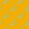 Hand drawn light green seaweed branches seamless pattern. Doodle print. Bright orange background