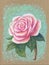 Hand-drawn light rose on a deep background, drawn with oil pastels on craft paper. Romantic girly card