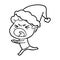 hand drawn line drawing of a furious man wearing santa hat