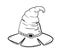 hand drawn line witch hat On a white background, isolate
